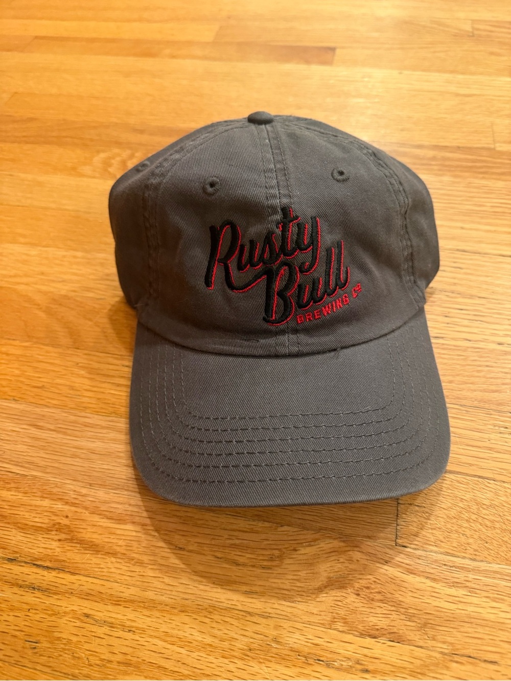 Rusty Ball Brewing Gray Baseball Cap with Red Logo